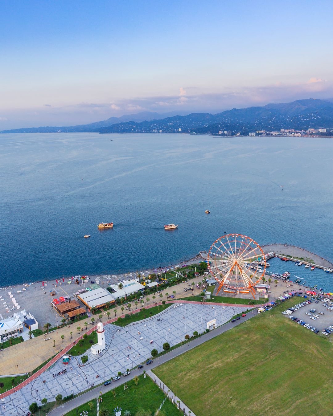 Palm-lined Batumi Boulevard beside the Black Sea