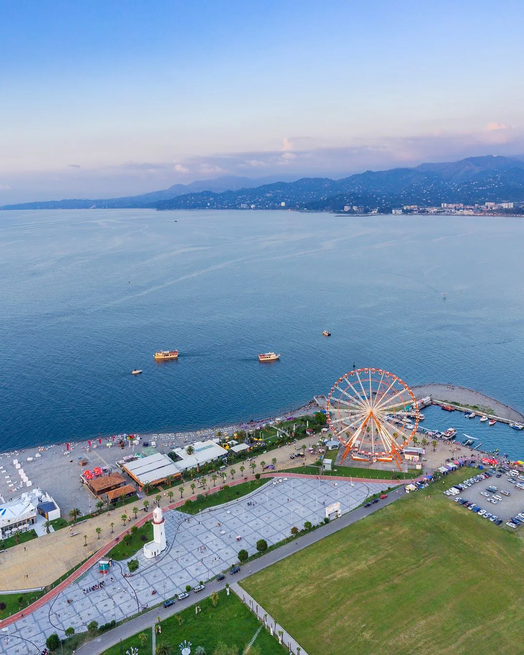 Palm-lined Batumi Boulevard beside the Black Sea